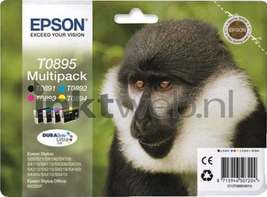 Epson T0895 multipack zwart en kleur Front box