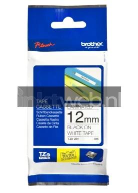 Brother TZE-231 zwart op wit breedte 12 mm