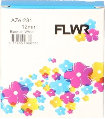 FLWR Brother TZE-231 zwart op wit breedte 12 mm