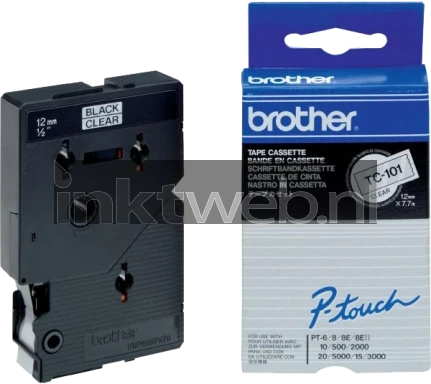 Brother TC-101 zwart op transparant breedte 12 mm