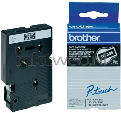 Brother TC-395 wit op zwart breedte 9 mm