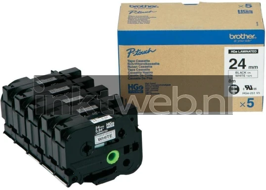 Brother HGE-251V5 zwart op wit breedte 24 mm