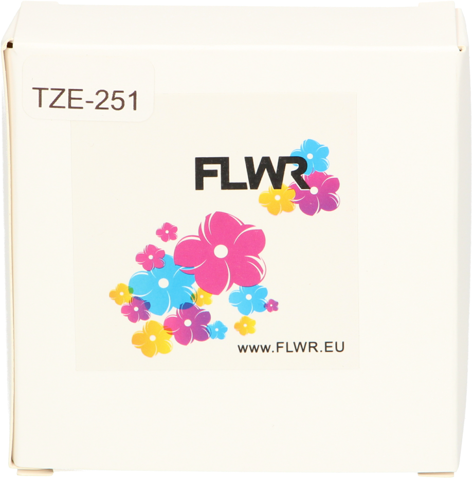 FLWR Brother  TZe-251 zwart op wit breedte 24 mm