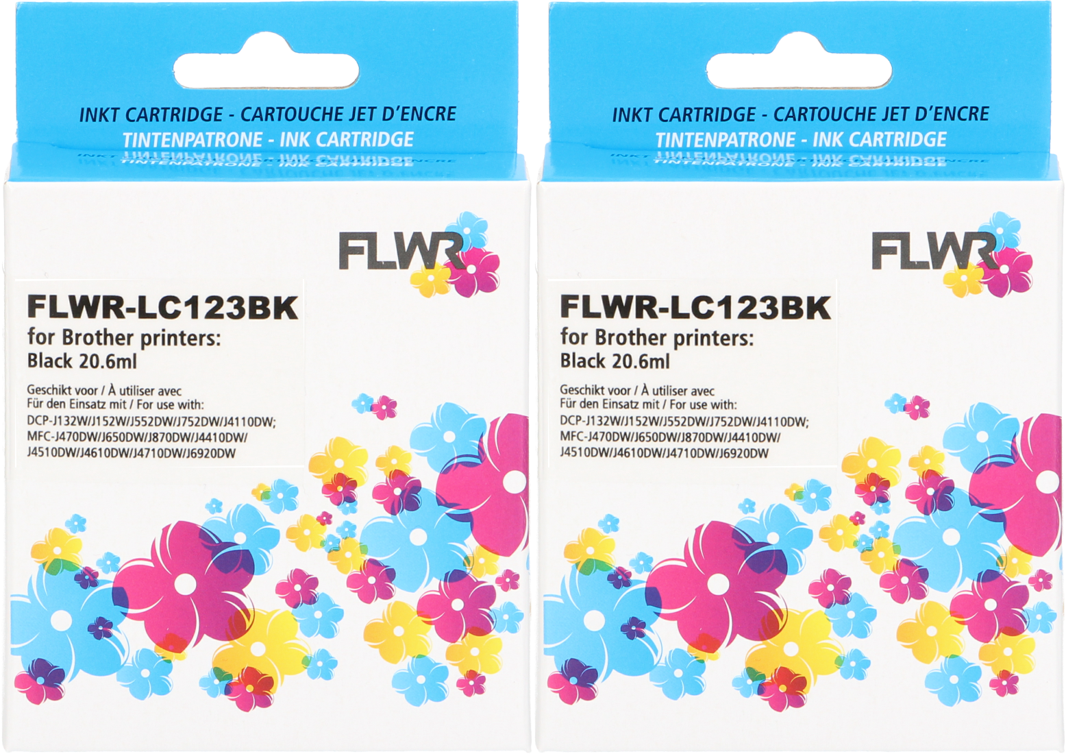 FLWR Brother LC-123 2-pack zwart