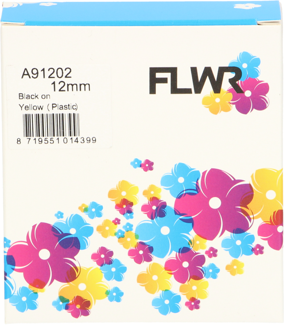FLWR Dymo  91202 zwart op geel breedte 12 mm