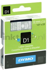 Dymo  D1 45020 wit op transparant breedte 12 mm