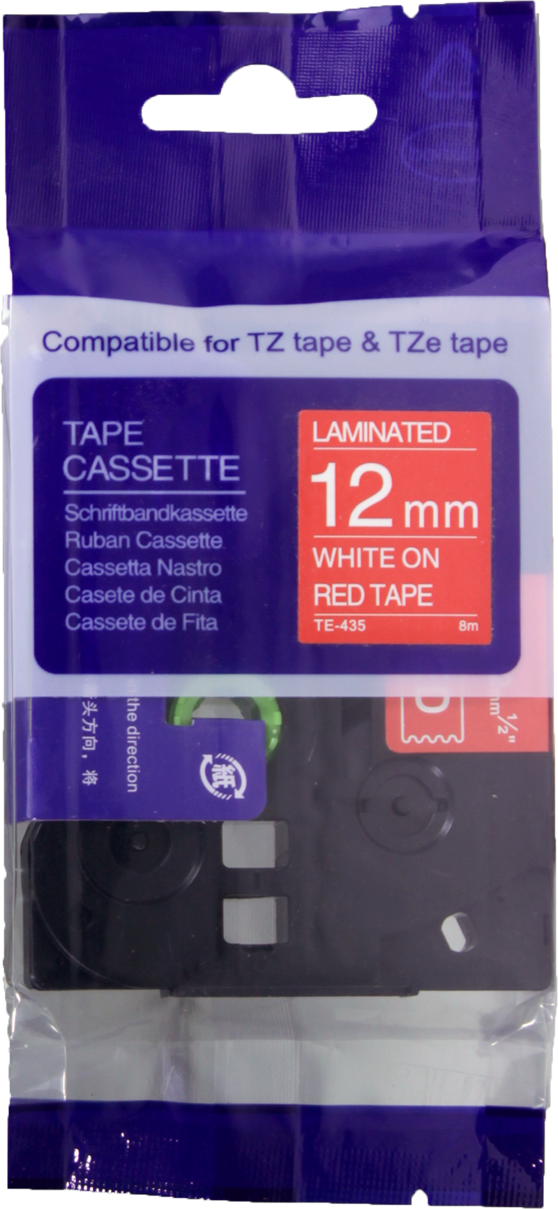 Huismerk Brother  TZE-435 wit op rood breedte 12 mm