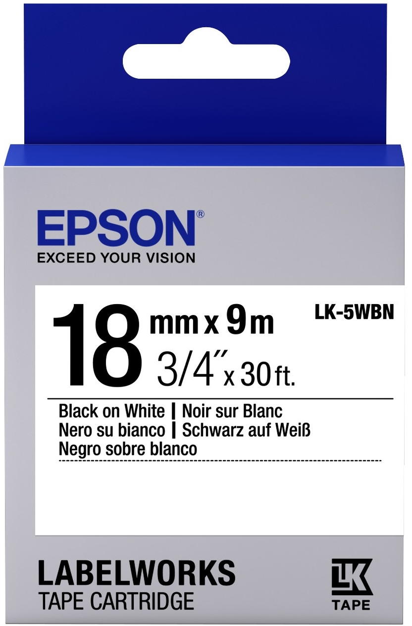 Epson  LK-5WBN zwart op wit breedte 