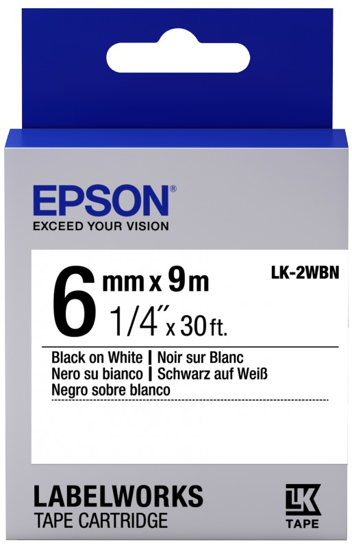 Epson  LK-2WBN zwart op wit breedte 6 mm