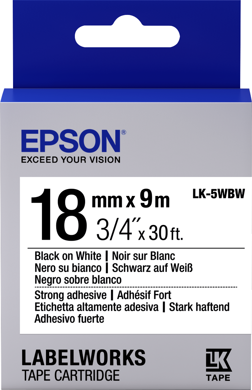 Epson  LK-5WBW zwart op wit breedte 18 mm