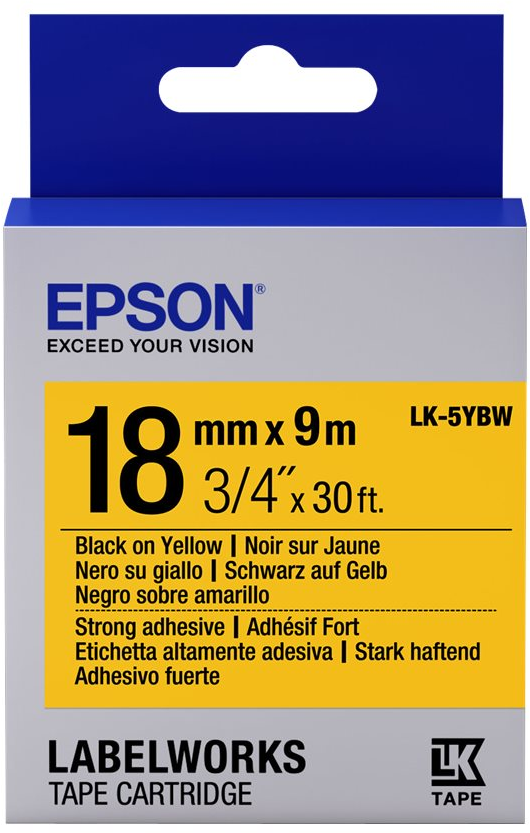 Epson  LK-5YBW zwart op geel breedte 18 mm