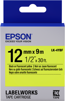 Epson  LK-4YBF zwart op geel breedte 12 mm