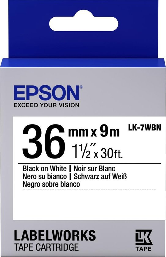 Epson  LK-7WBN zwart op wit breedte 36 mm
