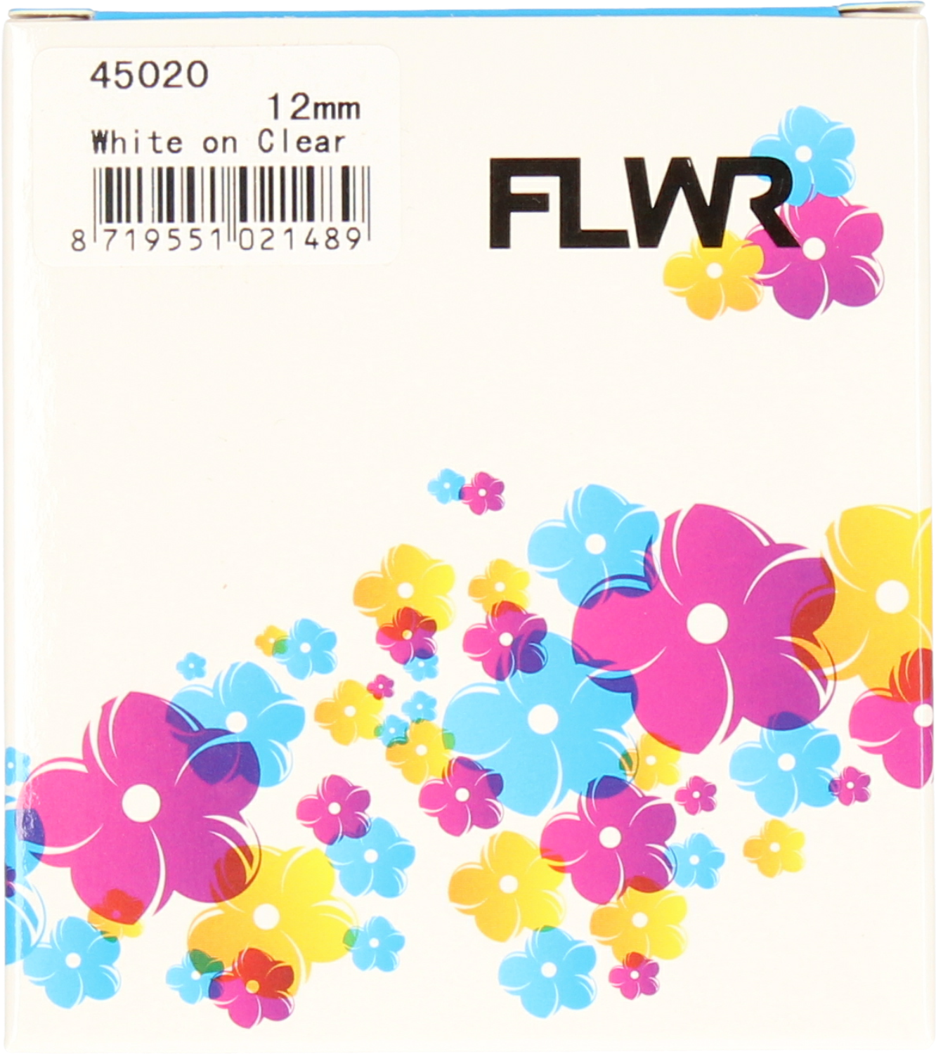 FLWR Dymo  45020 wit op transparant breedte 12 mm