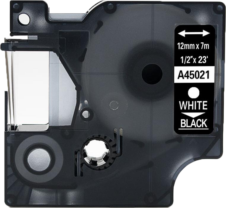 FLWR Dymo  45021 wit op zwart breedte 12 mm