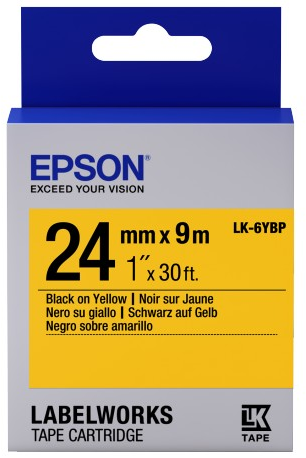 Epson  LK-6YBP zwart op geel breedte 24 mm