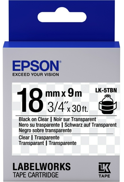 Epson  LK-5TBN zwart op transparant breedte 18 mm