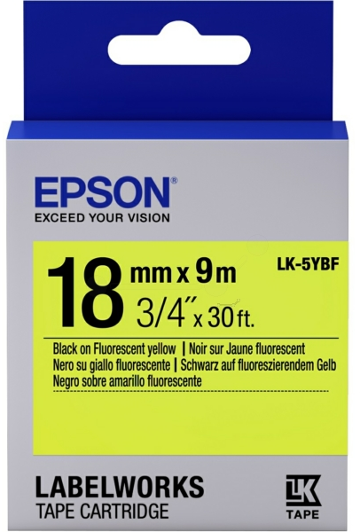 Epson  LK-5YBF zwart op geel breedte 18 mm