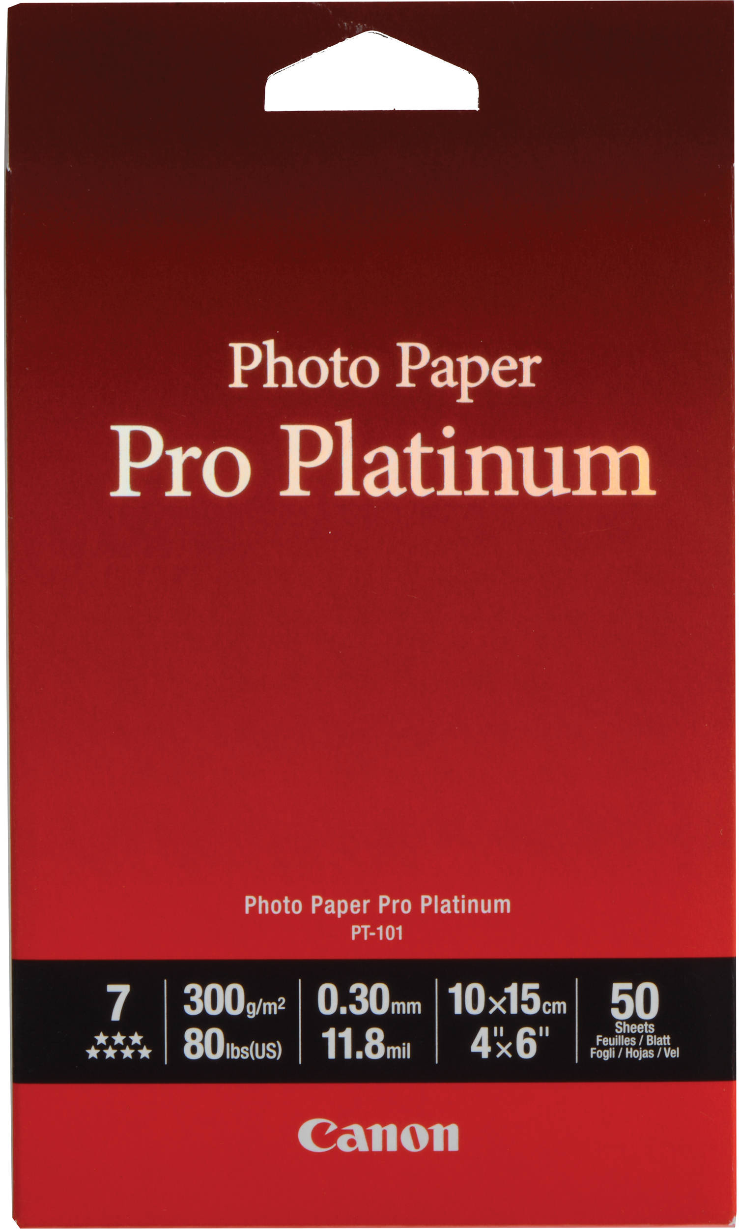Canon  PT-101 Fotopapier Pro Platinum Hoogglans | 10x15 | 300 gr/m² 50 stuks