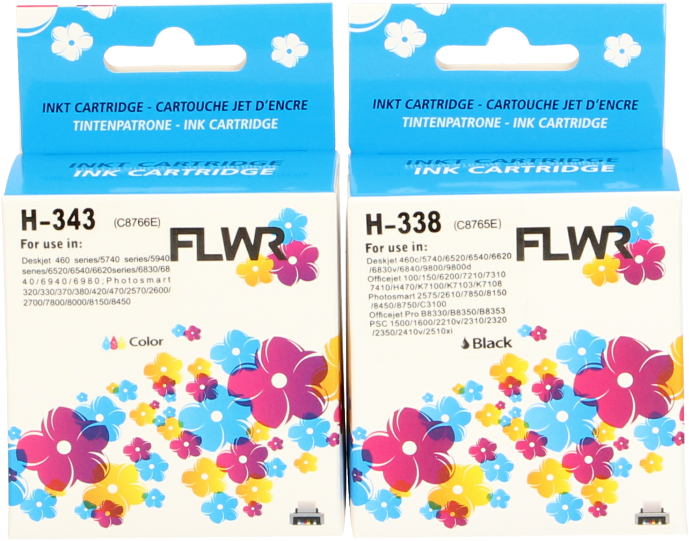 FLWR HP 338 en 343 Multipack zwart en kleur