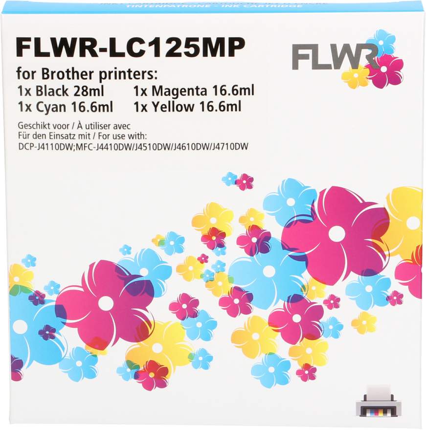 FLWR Brother LC-125XL - LC-127XL 4-pack zwart en kleur