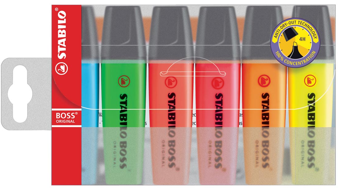 Stabilo Boss 6-Pack assorti kleur