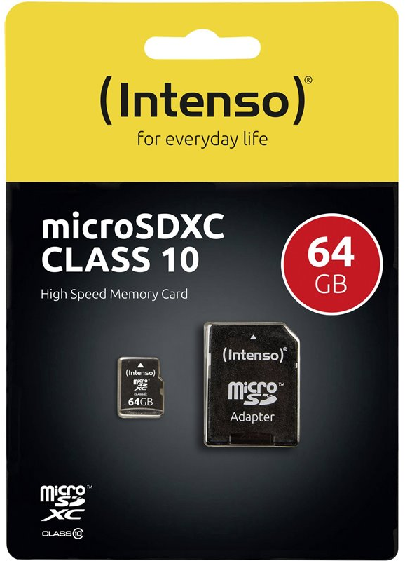 Intenso MicroSDHC Flashgeheugen 64GB zwart