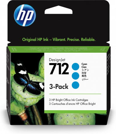 HP 712 3-pack cyaan