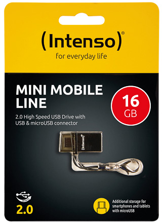 Intenso Mini Mobile Line USB-stick 16GB zwart