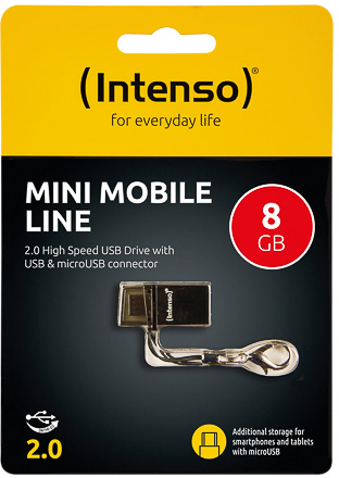Intenso Mini Mobile Line USB-stick 8GB zwart