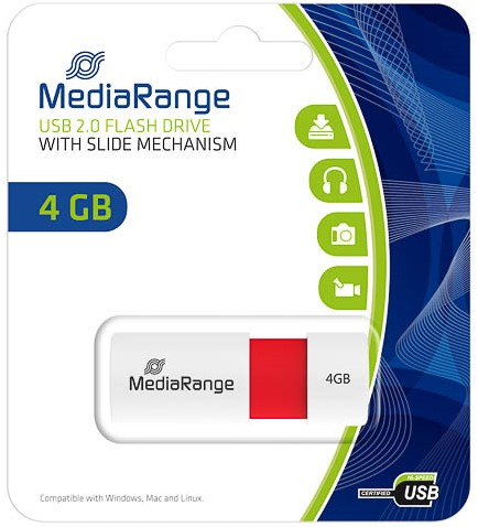 MediaRange USB flash drive 4GB color edition rood