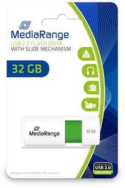 MediaRange USB flash drive 32GB color edition groen
