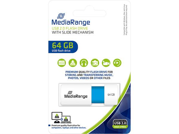 MediaRange USB flash drive 64GB color edition licht blauw