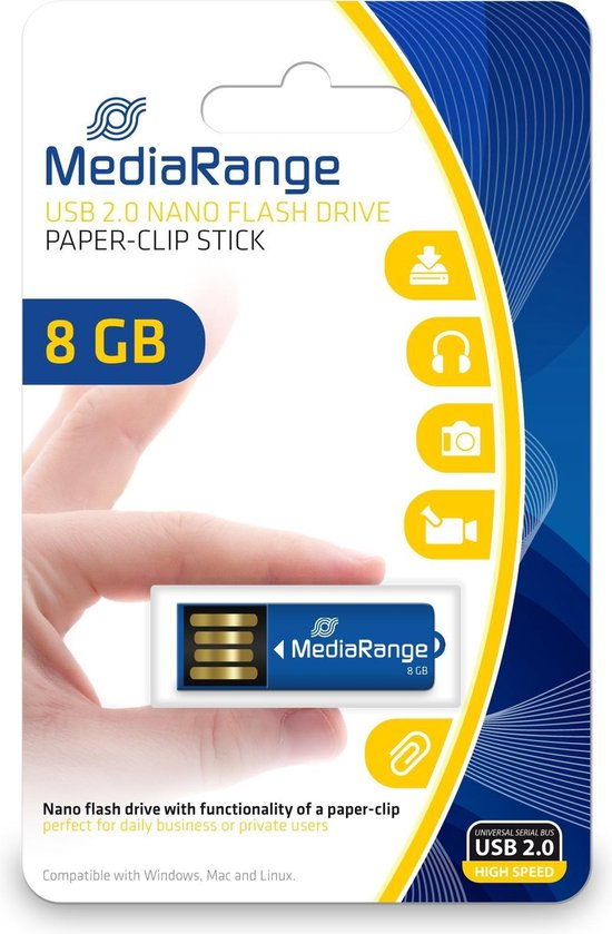 MediaRange USB nano flash drive 8GB paper-clip stick