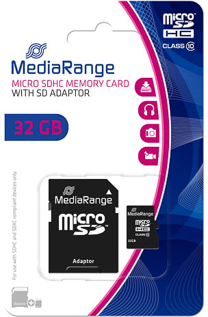 MediaRange microSDHC geheugenkaart 32GB met adapter