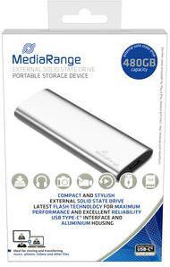 MediaRange Externe Solid State Drive 480GB, USB C zilver