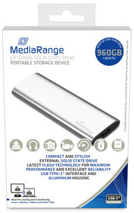 MediaRange Externe Solid State Drive 960GB, USB C zilver