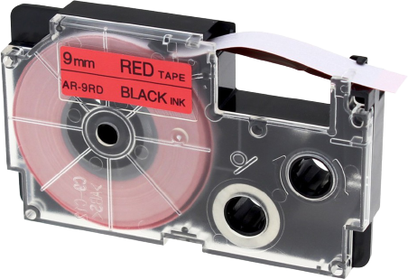 Huismerk Casio  XR-9RD zwart op rood breedte 9 mm