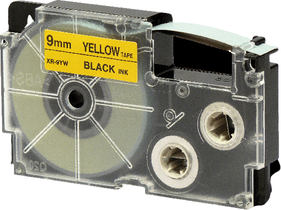 Huismerk Casio  XR-9YW zwart op geel breedte 9 mm