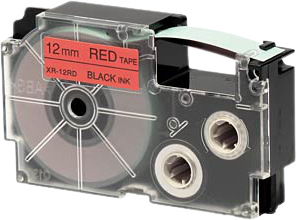 Huismerk Casio  XR-12RD zwart op rood breedte 12 mm