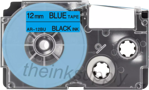 Huismerk Casio  XR-12BU zwart op blauw breedte 12 mm