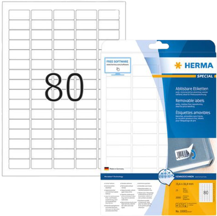 Herma 10003 Verwijderbare papieretiket 35,6 x 16,9mm wit