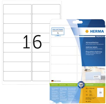 Herma 5075 Premium Permanente papieretiket 99,1 x 33,8mm wit
