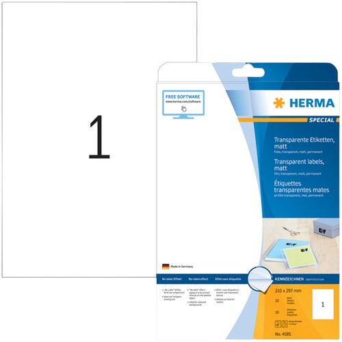 Herma 4585 Permanente folie-etiket 210 x 297mm transparante mat