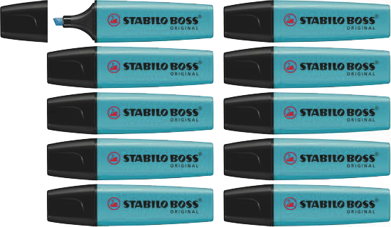 Stabilo Markeerstift Boss pastel blauw 10-pack