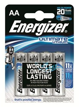 Energizer AA Lithium 4-pack, 3000 mAh