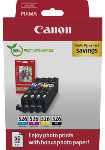 Canon CLI-526 4-pack met fotopapier zwart en kleur