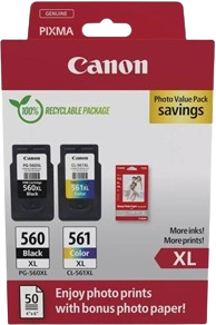 Canon PG-560XL / CL-561XL Multipack met fotopapier zwart en kleur
