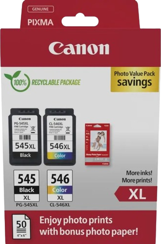 Canon PG-545XL / CL-546XL multipack met fotopapier zwart en kleur