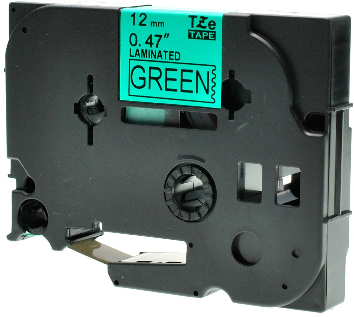 Huismerk Brother  TZE-731 zwart op groen breedte 12 mm